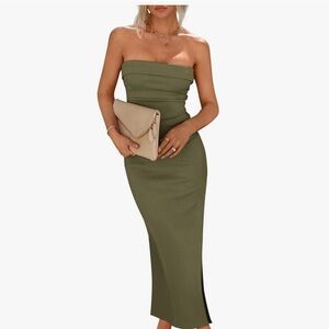 Chic Strapless Olive Dress NWT